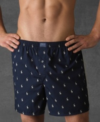 Essential iconic boxer in crisp cotton, accented with Ralph Lauren's signature allover pony print.