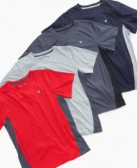 He'll be cool under pressure in this color-blocked, dry fit shirt from Champion.