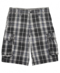 Summer style gets amped up with these plaid cargo shorts from Levi's.