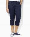 Made of signature stretch cotton, these plus size Lauren by Ralph Lauren pants feature a straight, cropped silhouette for season after season style.
