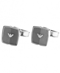 Striking in silver. Add a fashionable finishing touch to your workday wardrobe with Emporio Armani's polished sterling silver cuff links. Approximate diameter: 3/4 inch.