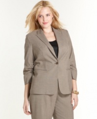 Calvin Klein's one-button plus size jacket is an essential topper for your career style-- make it a suit with the coordinating pants.