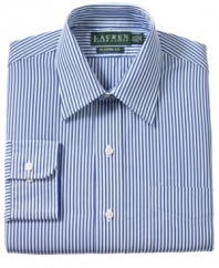 Timeless sophistication and modern comfort go hand in hand with this striped button-down dress shirt from Lauren Ralph Lauren.