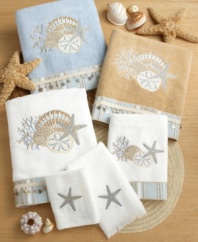Transform your bathroom into a beach-side escape with the Avanti By the Sea wash towels. Featuring patterns of embroidered starfish, this tranquil towel collection will add relaxing tones to any bathroom ensemble.