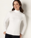 Charter Club brings a petite mock turtleneck at a price you can't pass up! A selection of go-with-anything colors means you can snag more than one. (Clearance)