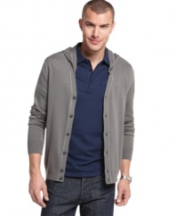 Lightweight and comfortable, this hoodie from Calvin Klein doesn't sacrifice any style. A unique button-front design adds a cool preppy element to a traditional layer.