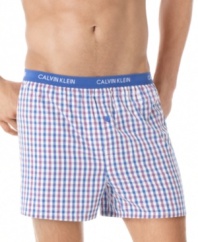 Some color underneath it all. These boxers from Calvin Klein have the freedom of movement you enjoy in a slimmer fit more in-line with modern fitting pants.