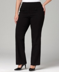 Be chic and comfortable with Style&co.'s straight leg plus size pants, featuring pull-on styling-- they're great for day or sophisticated play!