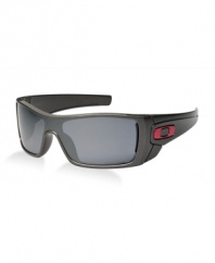 It's not about being big or bad or bold. Oakley Batwolf sunglasses are about original style, and it's a clean look of authenticity that makes the statement. A single continuous lens sweeps across a comfortably lightweight O Matter frame. The icons are interchangeable and two sets are included. They stay secure with hidden latches until you're ready to swap them out with a new color. Batwolf meets the uncompromising standards of ANSI Z87.1 for high-velocity and high-mass impact resistance, and the Plutonite lens blocks 100% of all UVA, UVB, UVC and harmful blue light up to 400nm. Clarity is key, and single-lens Oakley designs like this take advantage of Polaric Ellipsoid geometry to keep your vision sharp at all angles of view.