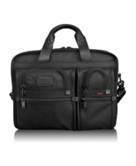 Travel with confidence and tackle terminals with ease. Tumi's expandable checkpoint-friendly T-Pass case goes through security checkpoints hassle-free, allowing you to keep your laptop in the case. The split-opening brief is spacious enough for all of your everyday must-haves with a removable accessories pouch and numerous organizer pockets. Tumi quality assurance warranty.