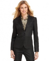Suit up in this sharp petite blazer from Jones New York. A seam at the waist creates a flattering silhouette--try it with the matching pants!