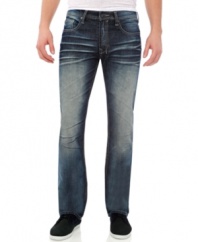 Fade in. With chilled-out fading on the legs, these jeans from Buffalo David Bitton are just right to hit the weekend.