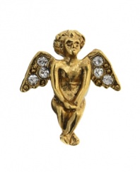 A guardian angel makes the perfect gift for a loved one. Vatican pin features a pretty engraved angel with sparkling, round-cut crystal wings. Crafted in gold tone mixed metal. Approximate length: 3/4 inch.