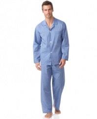 A great combination for at-home wear, this lightweight Club Room pajama set is a smart choice for any guy.