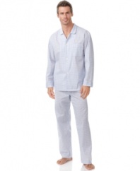 Set yourself up with lounge-able comfort with this sharp pajama set from Club Room.