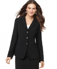 Suit up in style with Jones New York's triple button petite blazer and a pair of matching pants.