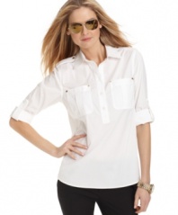 Add safari style to your spring wardrobe with this MICHAEL Michael Kors utility blouse -- perfect for a chic weekend look!