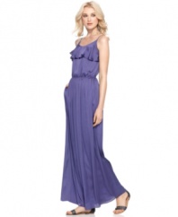 Perfect for day-to-night style, pair this ruffled BCBGeneration maxi dress with embellished flats or wedges!