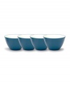 This lush blue set of four mini bowls are perfect for rice, dips or soups. Mix and match this simple, versatile stoneware with the other shades of Colorwave dinnerware for a unique table setting in your favorite hues.