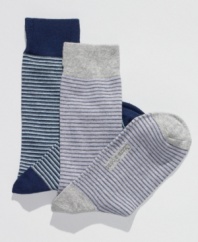 Change up your casual pattern with a pair of these striped socks from Club Room.