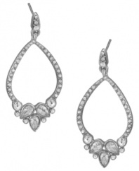 Refine your look with evening-ready accessories. Carolee's stunning gypsy hoop earrings shine with the addition of pave-set glass accents. Set in silver tone mixed metal. Approximate drop: 1-5/8 inches.