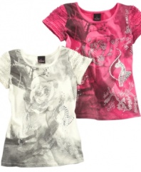 In full bloom. Tap into her artsy side with this creative tee shirt from Baby Phat.