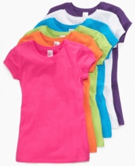 Bolster her basics with these colorful crew-neck tees from So Jenni.