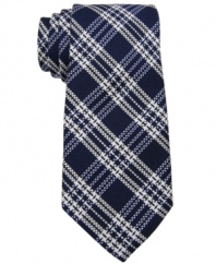 Skip the stripes and head straight for the prepster plaid of this Tommy Hilfiger tie.