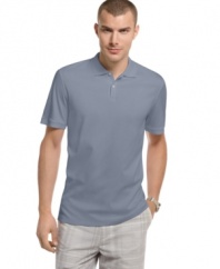 The soft, silky feel of this polo shirt from Calvin Klein adds a luxurious detail to the classic shirt.
