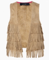Give peace a chance. Bring back fringe fashion with this far-out vest from Jessica Simpson.