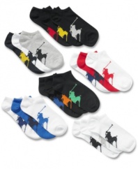 Gear up for the gym in style with these Ralph Lauren socks with signature big pony polo player graphics.