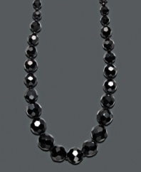 Make your outfit pop with a single strand of bold color. Charter Club necklace features graduated, faceted jet beads set in hematite tone mixed metal. Approximate length: 16 inches + 2-inch extender.