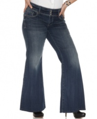 Sport an on-trend 70's vibe in Seven7 Jeans' plus size jeans, featuring a fabulous flared design.