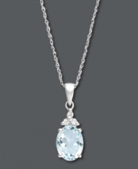 The perfect present for a March birthday. Make it personal with this stunning pendant crafted from oval-cut aquamarine (1-1/2 ct. t.w.) and sparkling diamond accents. Setting and chain crafted in 14k white gold. Approximate length: 18 inches. Approximate drop: 2/3 inch.