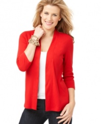 Wear with all: Karen Scott's petite cardigan features open front style and a fit that you can easily pair with almost anything in your closet!