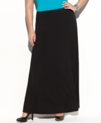 Take your look to epic lengths with INC's plus size maxi skirt, featuring an elastic waistband.