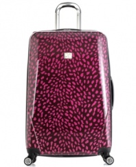 Get ready for a wild ride. A bright take on the beloved animal print puts a sassy fashion-forward bag at your side. The hardside construction and easy-glide spinner wheels keep tabs on your territory, providing incredible protection and hassle-free mobility. 10-year warranty. Qualifies for Rebate