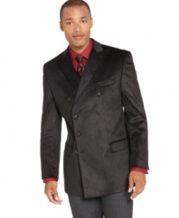 With a handsome finish, this blazer from Sean John instantly sets your dress wardrobe apart.