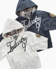 Keep his him warm without sacrificing his casual cool look with these fleece hoodies from Industry 9.
