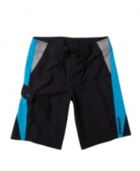 Catch laid-back surfer style in these color-blocked board shorts from Quiksilver.