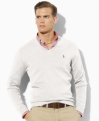 A handsome V-neck sweater designed from ultra-soft Pima cotton for a casual, comfortable look.