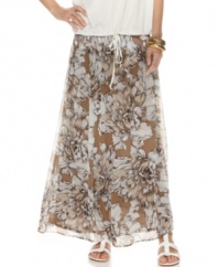 A little bit boho and totally stylish, this Ellen Tracy skirt features a painterly floral print and laid-back maxi length. Pair it with a loose tee and sandals for an of-the-moment look!