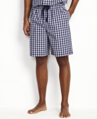 Stay cool this season in a pair of lively plaid pajama shorts from Nautica.