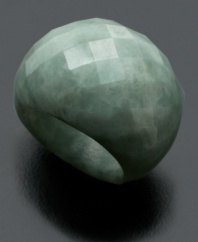 The ultimate cocktail party accessory. Shimmering facets lend even more intrique to this unique dome-shaped jade ring (22-24 mm). Size 7.