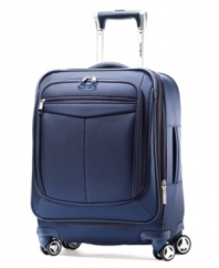 Built wide for a wheels-first approach to stowing your carry-on above in overhead bins, this suitcase takes the stress out of boarding your flight. Larger clothing items fit perfectly within the unique shape of this case, which features endless organizational amenities for a cleaner, neater way to travel. 10-year warranty. Qualifies for Rebate