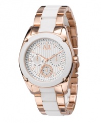 Rosy with a chance of shimmer. The forecast is nothing but style for this watch by AX Armani Exchange.