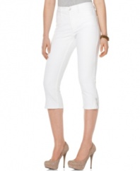Not Your Daughter's Jeans offers a fresh petite capri silhouette in a bright white wash, with all the slimming technology you love. Pair them with platform pumps for white-hot style!