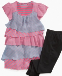 Mix it up. This tiered dress and leggings set from Epic Threads is perfect for days when she wants to wear something different but still be comfortable. (Clearance)