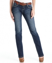 Get a leg up on a sleek denim look with a petite pair from Earl Jean-this skinny style comes with a matching belt to make accessorizing a cinch!