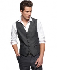 Blow away the boardroom with your sleek style wearing this vest from INC.